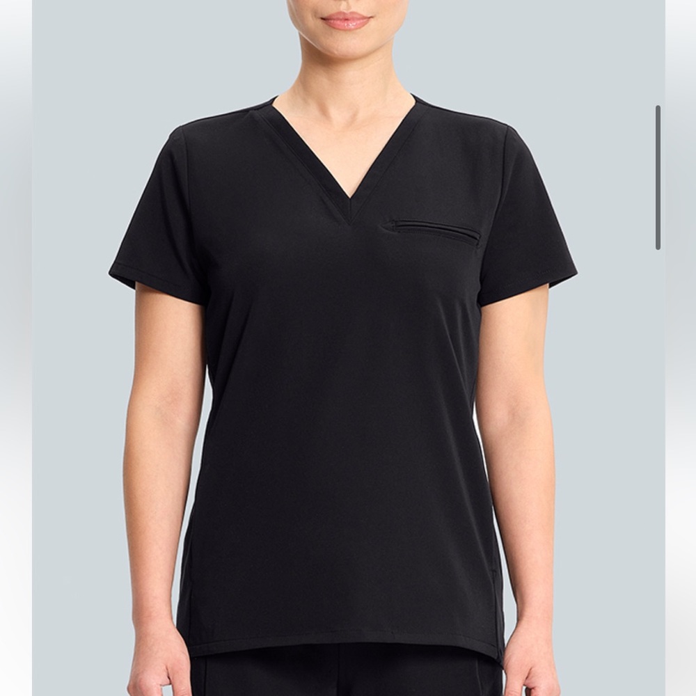 Medelita Flora 3-Pocket V-Neck Scrub Top Black, Sz XL NWOT ML613